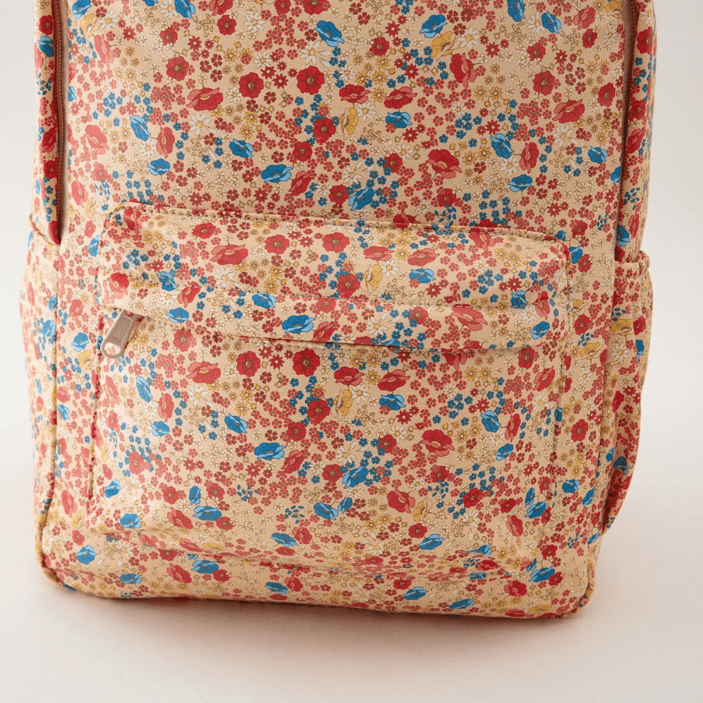 Children's Backpack, Red Flowers