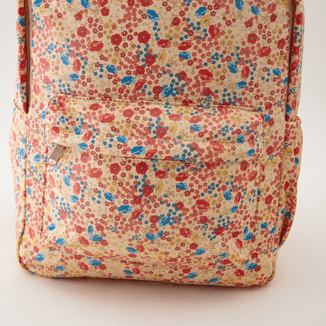 Children's Backpack, Red Flowers