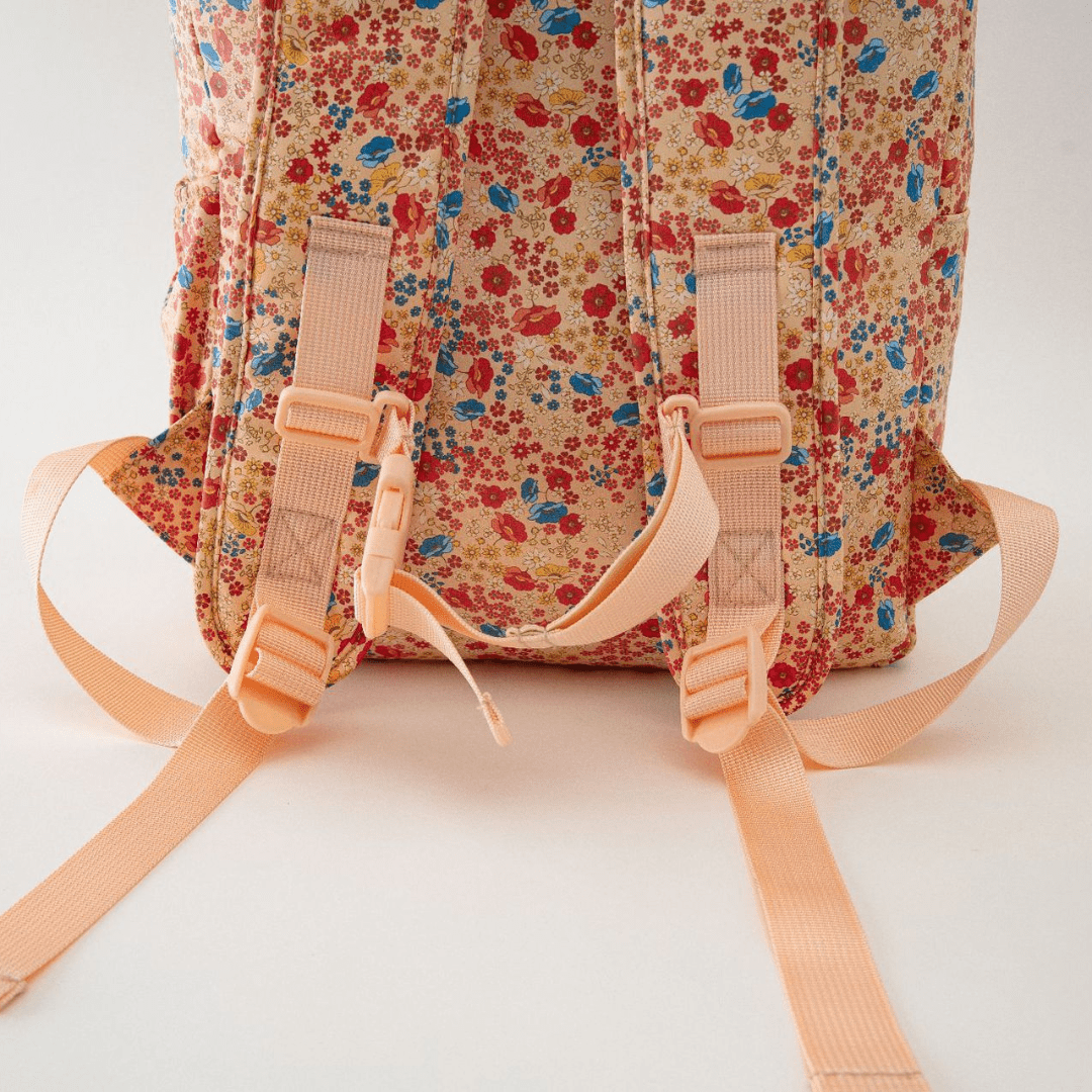 Children's Backpack, Red Flowers