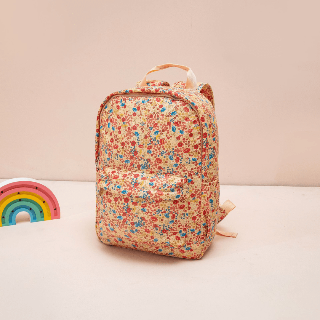 Children's Backpack, Red Flowers