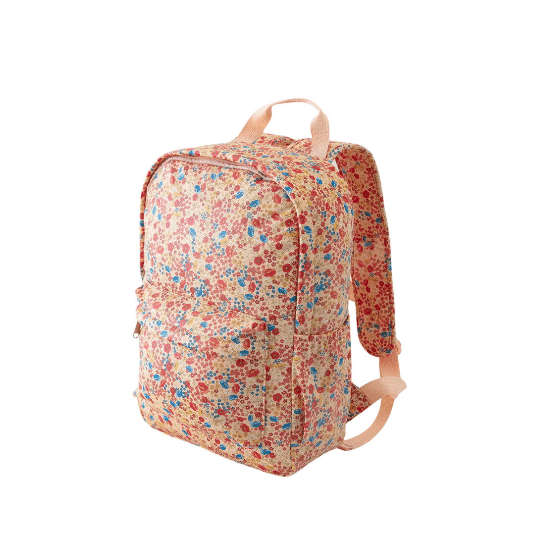 Children's Backpack, Red Flowers